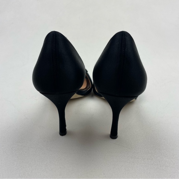 Badgley Mischka Black Satin Embellished Heels Size 8.5 - Picture 5 of 10